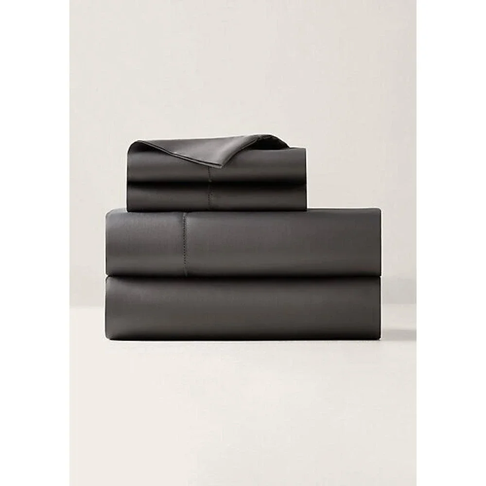 Ralph Lauren Home Organic Cotton Sateen Sheeting Flat Sheet‎ Graphited Grey FULL